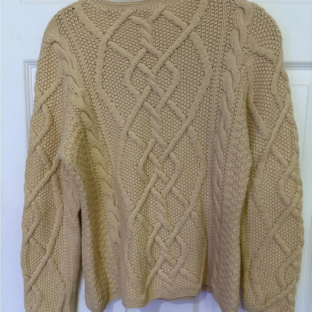 GUC Vintage Charter Club 100% Cashmere Beige Chunky Cable Knit Sweater Size M - Picture 4 of 4